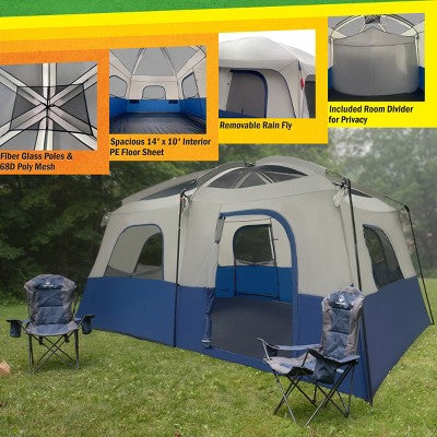  Wakeman Outdoors 10 Person Camping Tent, Navy