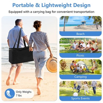 Costway 20 X 20 FT Beach Sunshade Canopy UPF50+ With Carry Bag & 8 Sandbags & Shovel