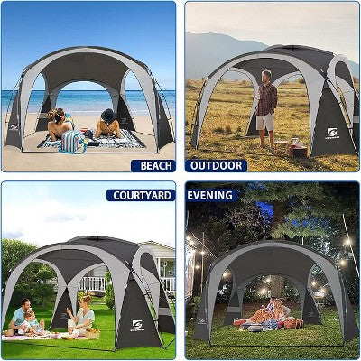  Anybear 12x12FT Gray UPF50+ Pop Up Beach Tent With 2 Side Walls