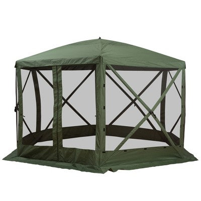  Outsunny 6-Sided Hexagon Pop Up Party Tent Gazebo With Mesh Netting Walls & Shaded Interior, 12' X 12'