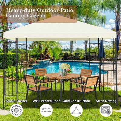  Costway 10'x10' Patio Gazebo Canopy Tent Steel Frame Shelter Patio Party Awning