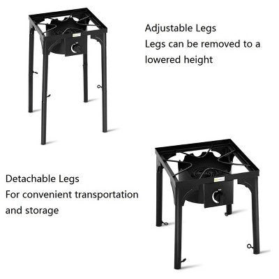  Costway Portable Propane 100000BTU Single Burner Outdoor Camp Stove W Adjustable Legs