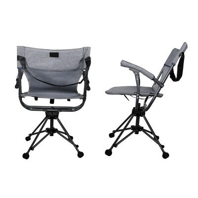  Zenithen Folding Lawn 360 Swivel Chair With Armrests, Blue Grey