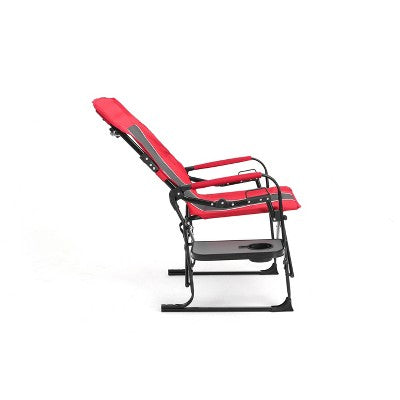  DOMETOUR Camping Directors Chair, Heavy Duty,Oversized Portable Folding Chair With Side Table, Pocket For Beach, Fishing,Trip,Picnic,Lawn Red