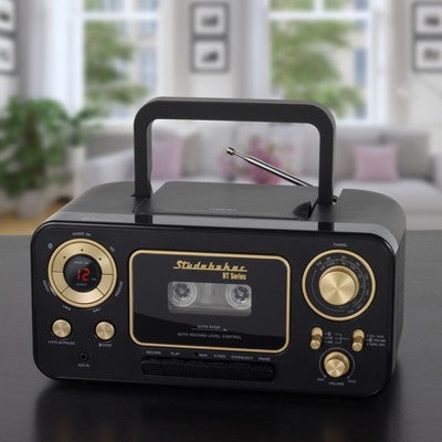  Studebaker SB2135BT Portable Stereo CD Player With Bluetooth, AM/FM Stereo Radio And Cassette Player/Recorder