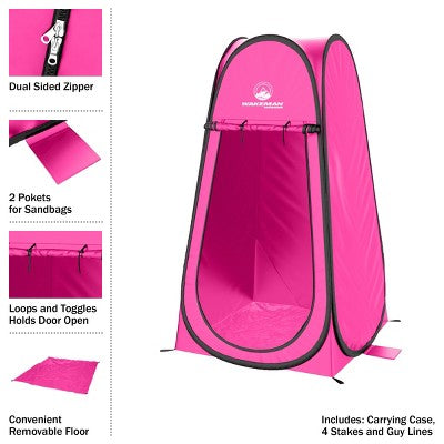  Pop Up Pod Privacy Tent - Camping, Beach, Or Tailgate With Carry Bag By Wakeman Outdoors (Pink)