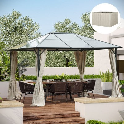  Outsunny 10' X 12' Universal Gazebo Sidewall Set With 4 Panels, 40 Hooks/C-Rings Included For Pergolas & Cabanas