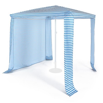  Costway 6.6' X 6.6' Foldable Beach Cabana Easy-Setup Beach Canopy W/ Carry Bag Navy\Blue
