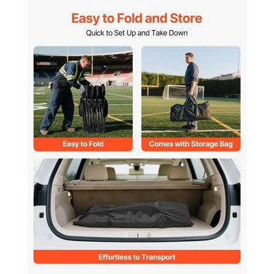  VEVOR Portable Folding Bench, 4 Seat Foldable Soccer Bench With Side Pockets And Carrying Bag, Lightweight Sideline Seating With Back Rest, Black