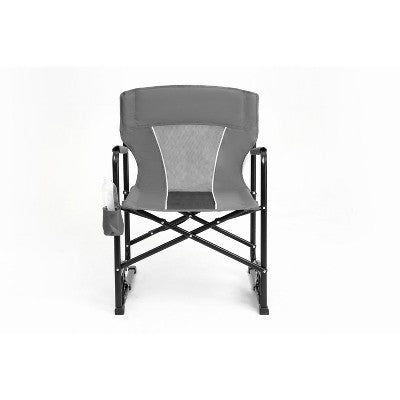 DOMETOUR Freestyle Rocker Camping Chair, Portable Folding Rocking Chair With Armrests, Drink Holder & Comfortable Backrest - Grey