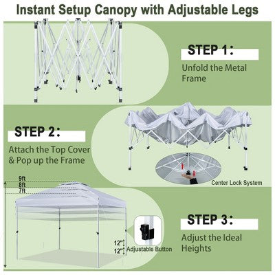  Costway 2-Tier 10' X 10' Pop-up Canopy Tent Instant Gazebo Adjustable Carry Bag With Wheel