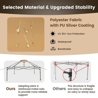  Costway 13x13ft Pop-up Instant Canopy Tent Mesh Sidewall UV50+ Adjust Outdoor Patio