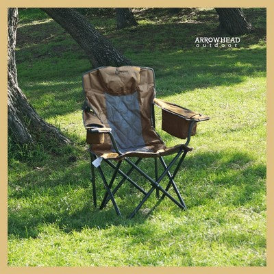  Arrowhead Outdoor Portable Folding Camping Quad Chair W/ 6-Can Cooler, Heavy-Duty Carrying Bag, Supports Up To 450lbs (Wrangler Brown)