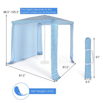  Costway 6.6' X 6.6' Foldable Beach Cabana Easy-Setup Beach Canopy W/ Carry Bag Navy\Blue