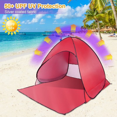  FURNIinspire Camping Tents Pop Up Beach Tent Sun Shade Shelter For Outdoor Beach Camping, Waterproof Tent Canopy, Red, 64.96"*59.06"*43.3"