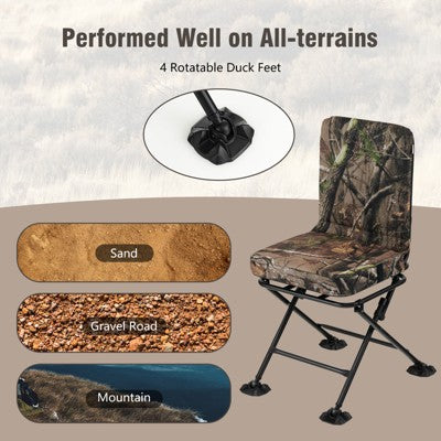  Costway Folding Silent Swivel Blind 360°Swivel Hunting Chair W/All-terrain Foot Pads