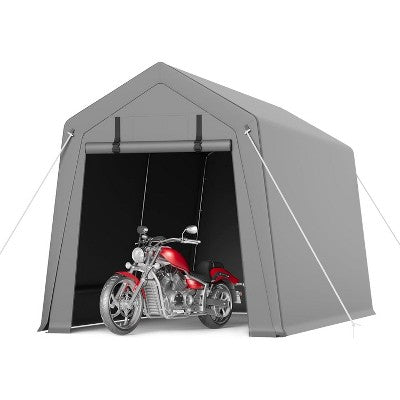  7x15 FT Portable Outdoor Storage Shed – Heavy Duty Waterproof Shelter Tent With Zipper Door For Motorcycle, Bikes, Firewood, And Garden Tools