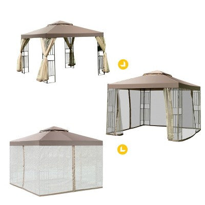  Costway Outdoor 10'x10' Gazebo Canopy Shelter Awning Tent Patio Screw-free Structure Garden