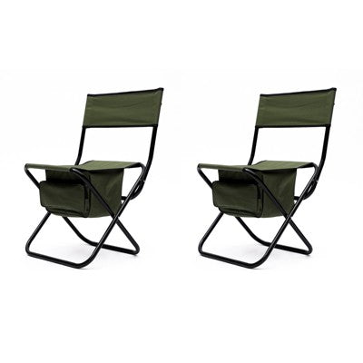  DSVIMOY Folding Chair, 3-Piece Folding Outdoor Chairs Set With 1 Table, Camping Chair For Picnics, Backyard, Black & Green, 19.3"*15.35"*30.5"