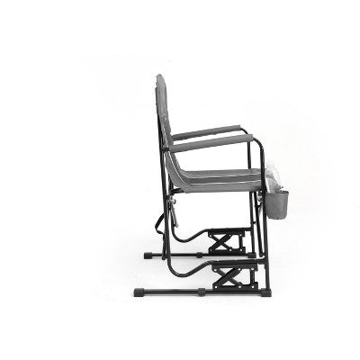  DOMETOUR Freestyle Rocker Camping Chair, Portable Folding Rocking Chair With Armrests, Drink Holder & Comfortable Backrest - Grey