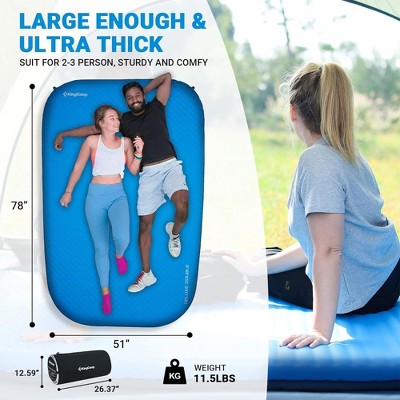  KingCamp 2 Person Self Inflating Double Insulated Pad Camping Mattress For Tent, Cot, Traveling, And Hiking Deluxe Series