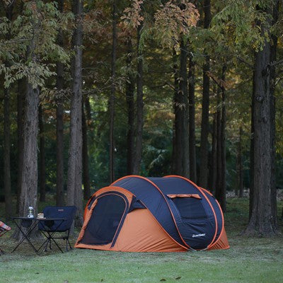  DSVIMOY Pop-Up Camping Boat Tent, Outdoor Tent For 5-8 Person, Spacious, Water-Resistant, Black&Orange, 110.24"*78.74"*47.24"