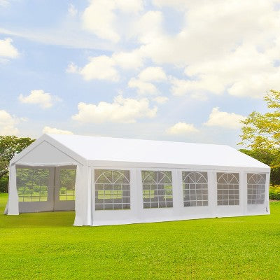  Outsunny Large Outdoor Carport Canopy Party Tent With Removable Protective Sidewalls & Versatile Uses, White