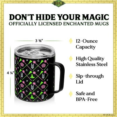  Dragon Glassware X Wicked 12 Oz Stainless Steel Camp Mug - Black