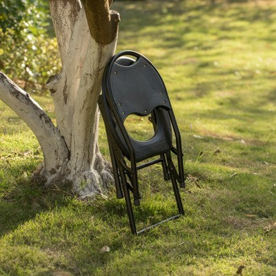  PLAYBERG Black Folding Portable Toilet Seat For Camping And Hiking With Backrest