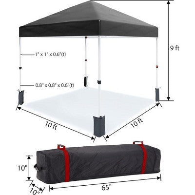  Outdoor Tent, Portable Coating Tent 10 X 10 Ft, Picnic Tent, Folding Canopy Tent With Hand Bag, Waterproof Windproof UV Protection Tent, Black