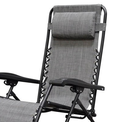  Caravan Canopy Infinity Zero Gravity Steel Frame Patio Deck Chair, Grey (Pair)
