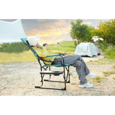  QingMoon Camping Directors Chair, Portable Folding Camping Chair With Side Table, Pocket & Cup Holder For Beach, Fishing & Outdoor Trips