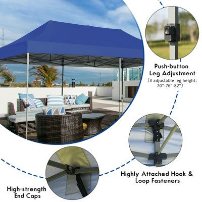  Costway 10'x20' Pop Up Canopy Tent Folding Heavy Duty Sun Shelter Adjustable W/Bag