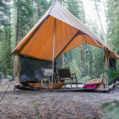  WHITE DUCK Rover Scout Canvas Tent With Stove Jack & Mesh Doors – 4-Season Weatherproof Camping Tent, Fire & Water-Resistant