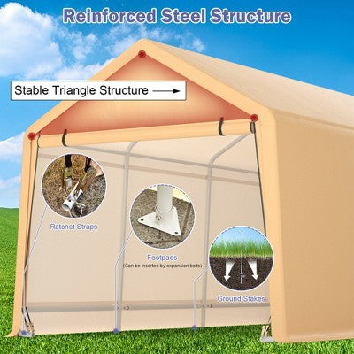 Costway 9x17 Ft Heavy Duty Carport Canopy PE Car Tent Steel Outdoor Garage Shelter