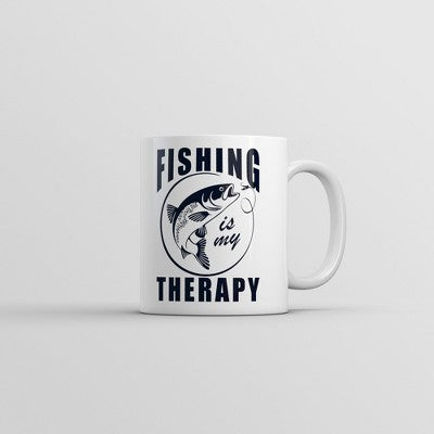  Crazy Dog Fishing Is My Therapy Mug Funny Sarcastic Fish Graphic Novelty Coffee Cup-11oz