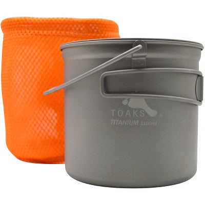  TOAKS 1100ml Titanium Camping Cooking Pot With Bail Handle And Lockable Lid