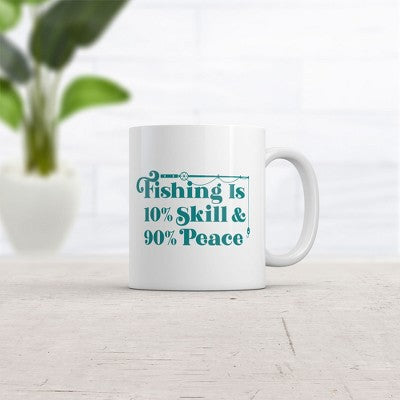  Crazy Dog Fishing Is 10 Percent Skill 90 Percent Peace Mug Funny Sarcastic Fisher Graphic Novelty Coffee Cup-11oz