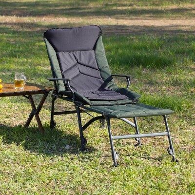  YUHAO Outdoor Detachable Footrest Adjustable Backrest Portable Folding Reclining For Camping Beach Hiking Fishing，Green + Black