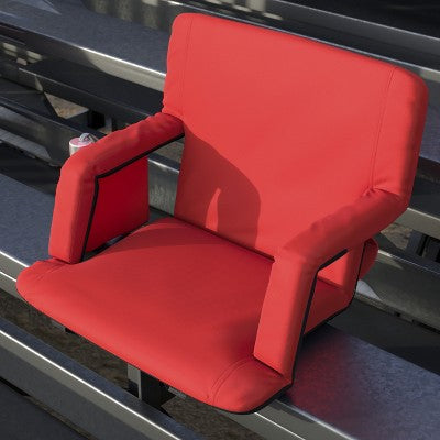  Emma And Oliver Extra Wide Portable Stadium Chair With Reclining Padded Back & Seat, Lightweight Metal Frame With Armrests & Backpack Straps