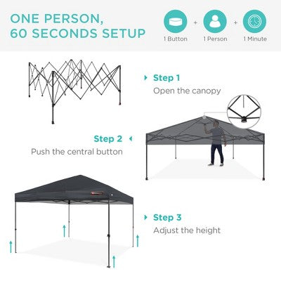  Best Choice Products 10x10ft Easy Setup Pop Up Canopy Instant Portable Tent W/ 1-Button Push, Carry Case