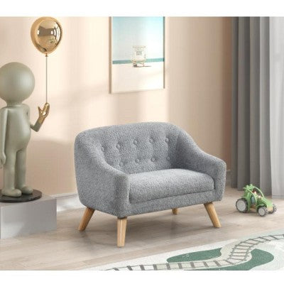  Gulches 28"W Gray Chenille Kids Sofa - Tufted Back, Wooden Legs, Cozy For Toddlers