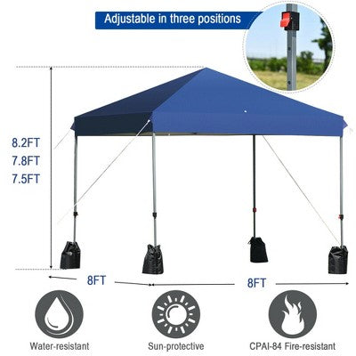  Costway 8x8 FT Pop Up Canopy Tent Shelter Wheeled Carry Bag 4 Canopy Sand Bag