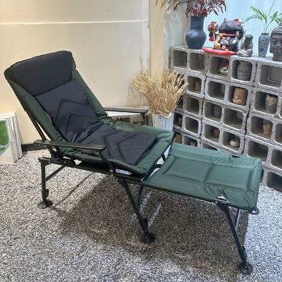  YUHAO Outdoor Detachable Footrest Adjustable Backrest Portable Folding Reclining For Camping Beach Hiking Fishing，Green + Black