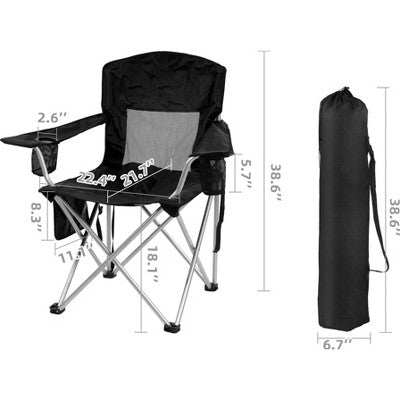  Gulches Portable Outdoor Camping Chair - Foldable With Armrests, Cup Holder & Carrying Bag, Great For Camping, Beach & More