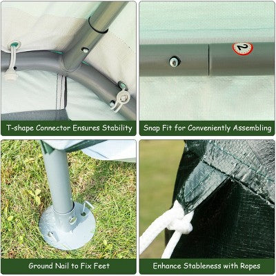  Costway 7'x12' Patio Tent Carport Storage Shelter Shed Car Canopy Heavy Duty Green
