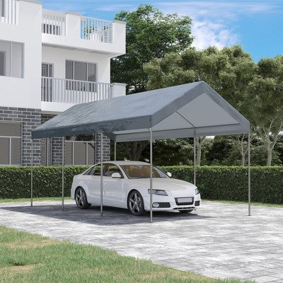  Outsunny 10' X 20' Carport, Portable Garage & Patio Canopy Tent, Adjustable Height, Anti-UV Cover For Car, Truck, Boat, Catering, Wedding