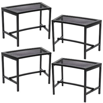 Sunnydaze Decor Sunnydaze Outdoor Lightweight And Portable Metal Patio Side End Table Or Backless Bench Seat With Mesh Top - 23"