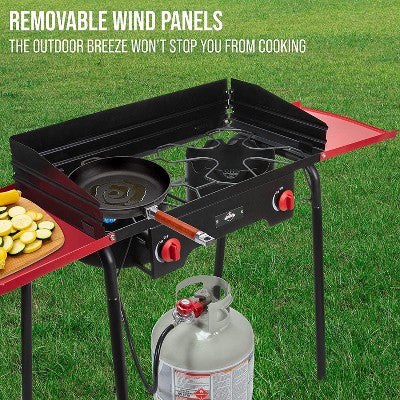  Hike Crew Double-Burner Camping Stove, Portable Propane Stovetop W/Bag