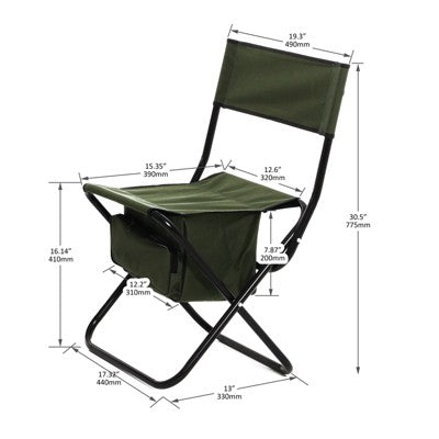  DSVIMOY Folding Chair, 3-Piece Folding Outdoor Chairs Set With 1 Table, Camping Chair For Picnics, Backyard, Black & Green, 19.3"*15.35"*30.5"